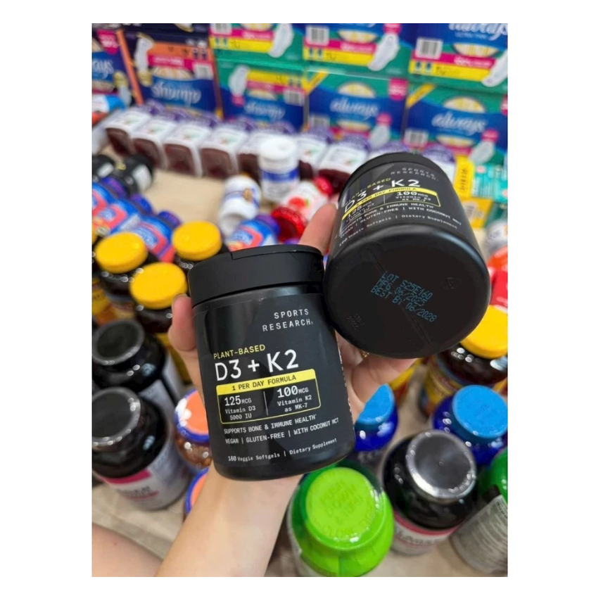 DATE 2028 - Vitamin SR D3 + K2 With Coconut Oil 125mcg (5000IU) 160 Softgels Mỹ