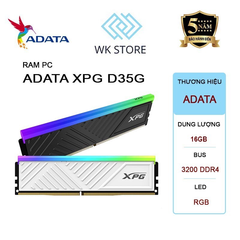 (FULL VAT) Ram Adata XPG D35G 16Gb RGB Bus 3200 DDR4 - Hàng chính hãng (BH 60 Tháng) | BigBuy360 - bigbuy360.vn