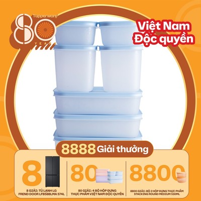 Bộ 7 hộp Tupperware trữ đông Gen II 450ml, 1L, 1.1L, 2.5L