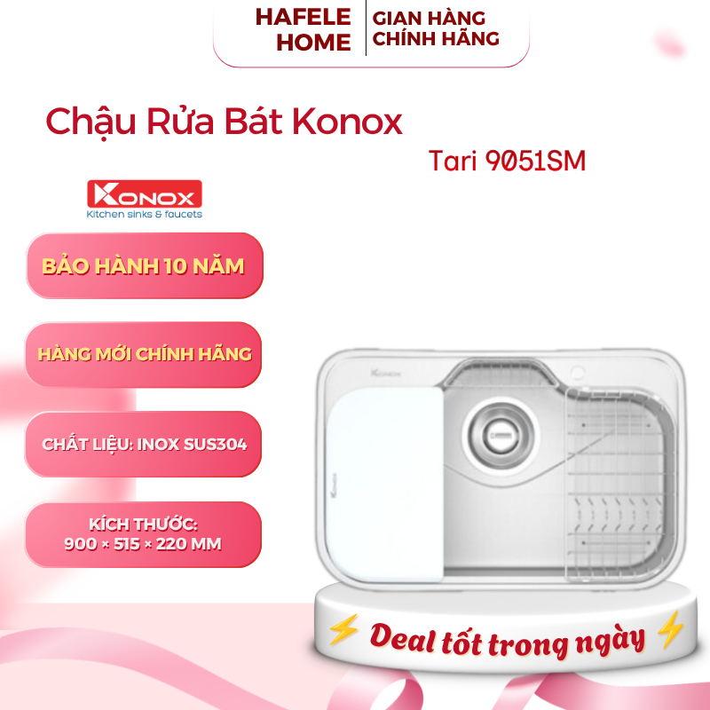 Chậu Rửa Bát Konox Tari 9051SM - Chất Liệu SUS304 - Bề Mặt Công Nghệ Xử Lý Trơn Mịn - EEH