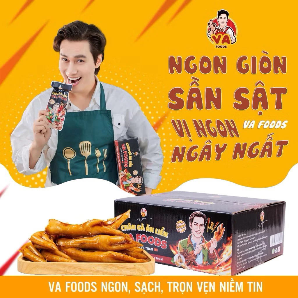 COMBO 1 Hộp 20 Cái Chân Gà Có Xương VA Foods 42g, Ăn Vặt Hàng Việt
