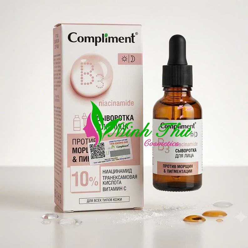 Serum Compliment B3 Niacinamide 10%, Vitamin C và Tranexamic Acid Dưỡng Trắng và Trẻ Hóa Da 27ml
