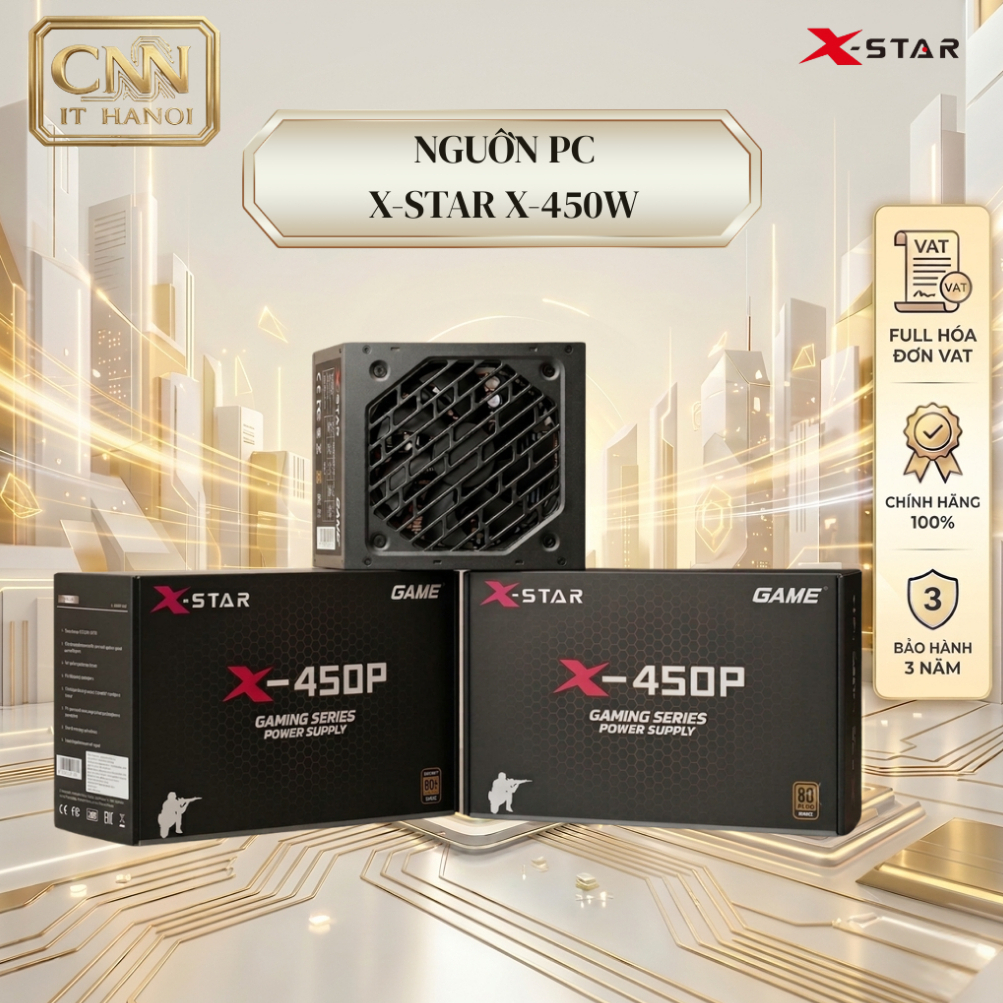 Nguồn Xstar X450W Plus, PSU Máy Tính 450W Công Suất Ổn Định, Dùng Cho PC Gaming & Văn Phòng