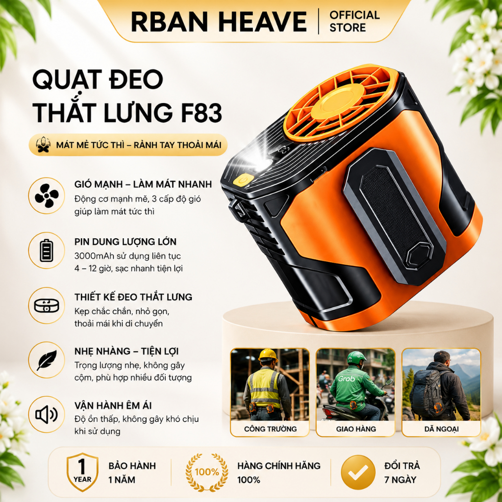 Quạt Đeo Thắt Lưng Mini F83 – Làm Mát Cá Nhân, Gọn Nhẹ, Tiện Mang Theo Mọi Lúc