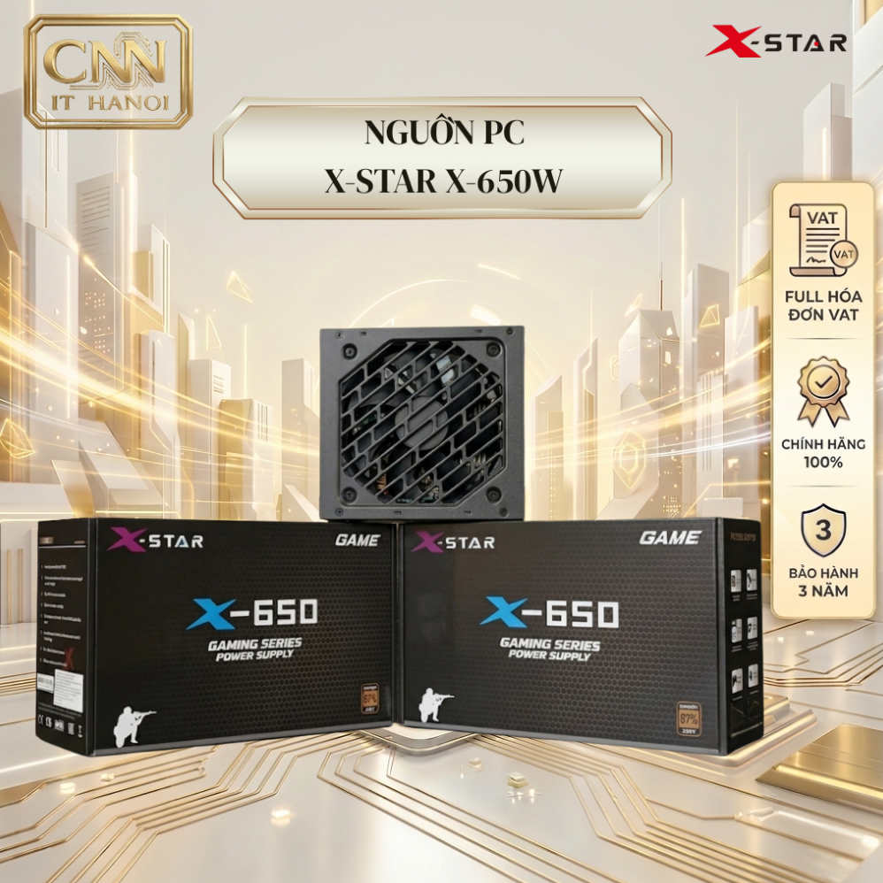 Nguồn Xstar X650 Plus Chính Hãng, Hoạt Động Êm, Phù Hợp PC Gaming & Workstation