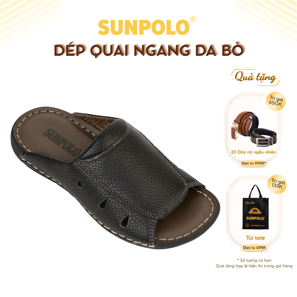 Dép Quai Ngang Nam Da Bò SUNPOLO DQN025