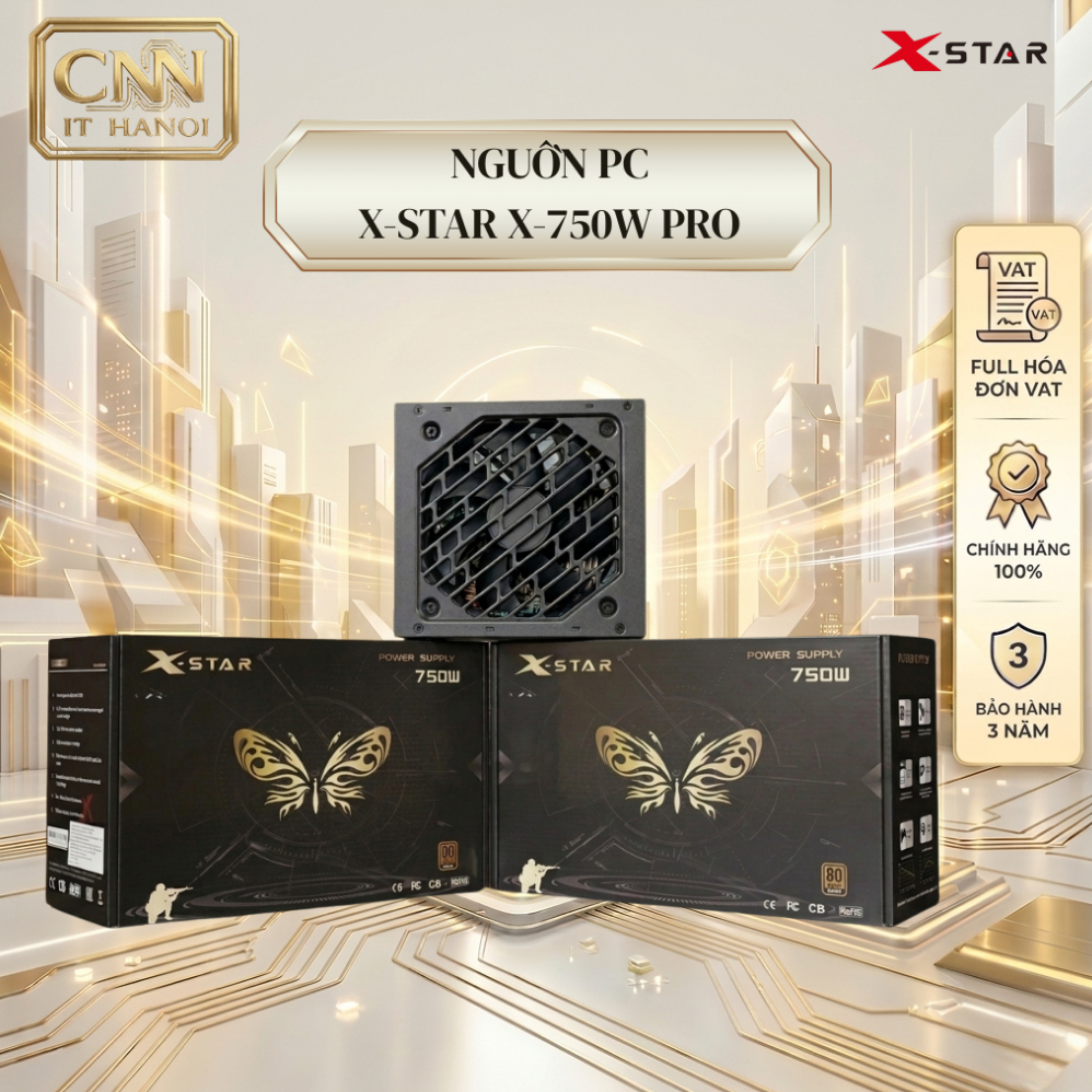 Nguồn Xstar X750W – PSU Máy Tính 750W Công Suất Cao, Ổn Định Cho PC Gaming & Đồ Họa