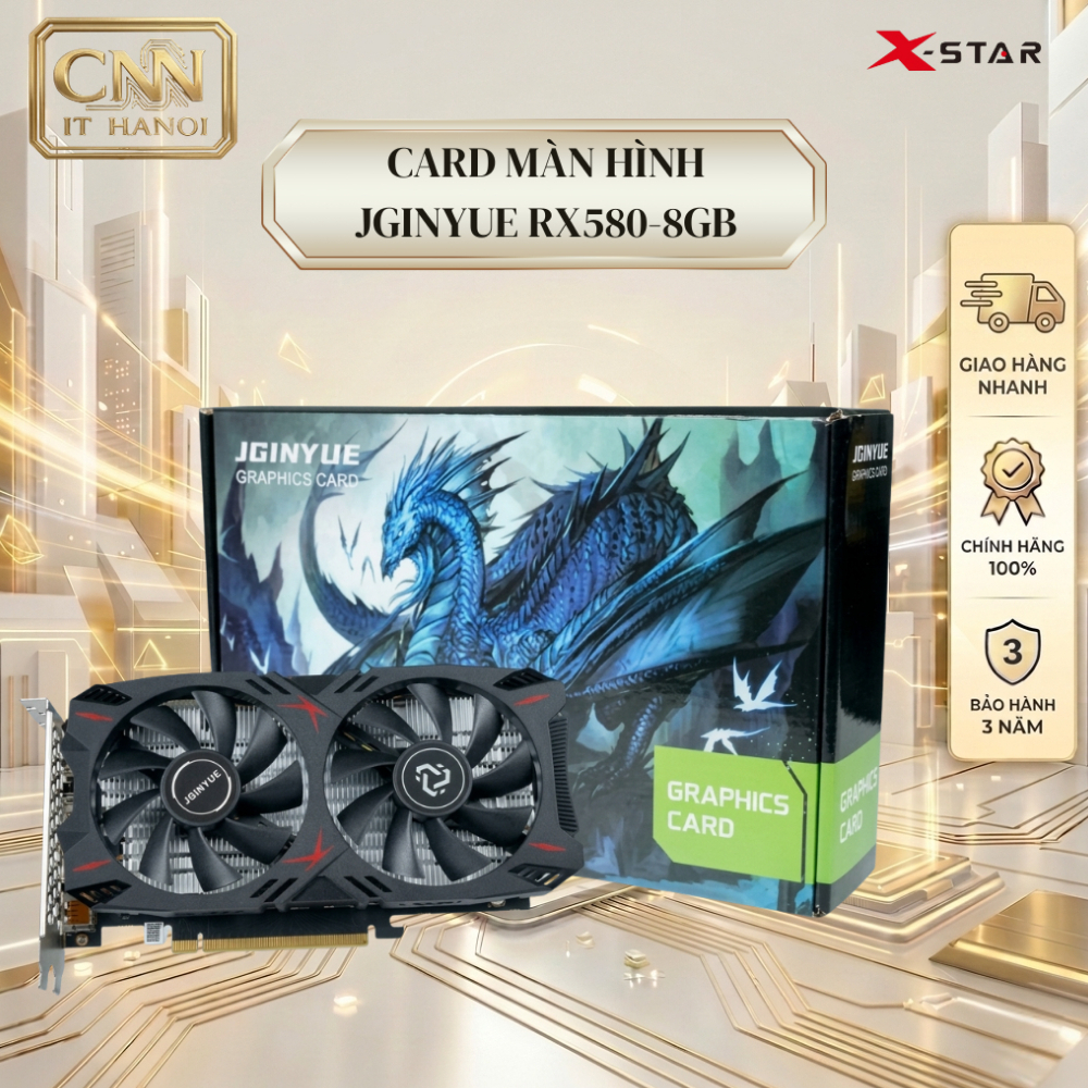 Card VGA Hãng JGINYUE RX 580 - 8GD5, mới 100% - bảo hành 36 tháng
