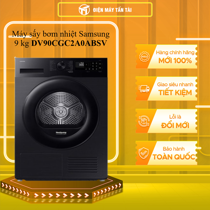(HCM) - DV90CGC2A0ABSV - Máy sấy bơm nhiệt Samsung 9 kg DV90CGC2A0ABSV