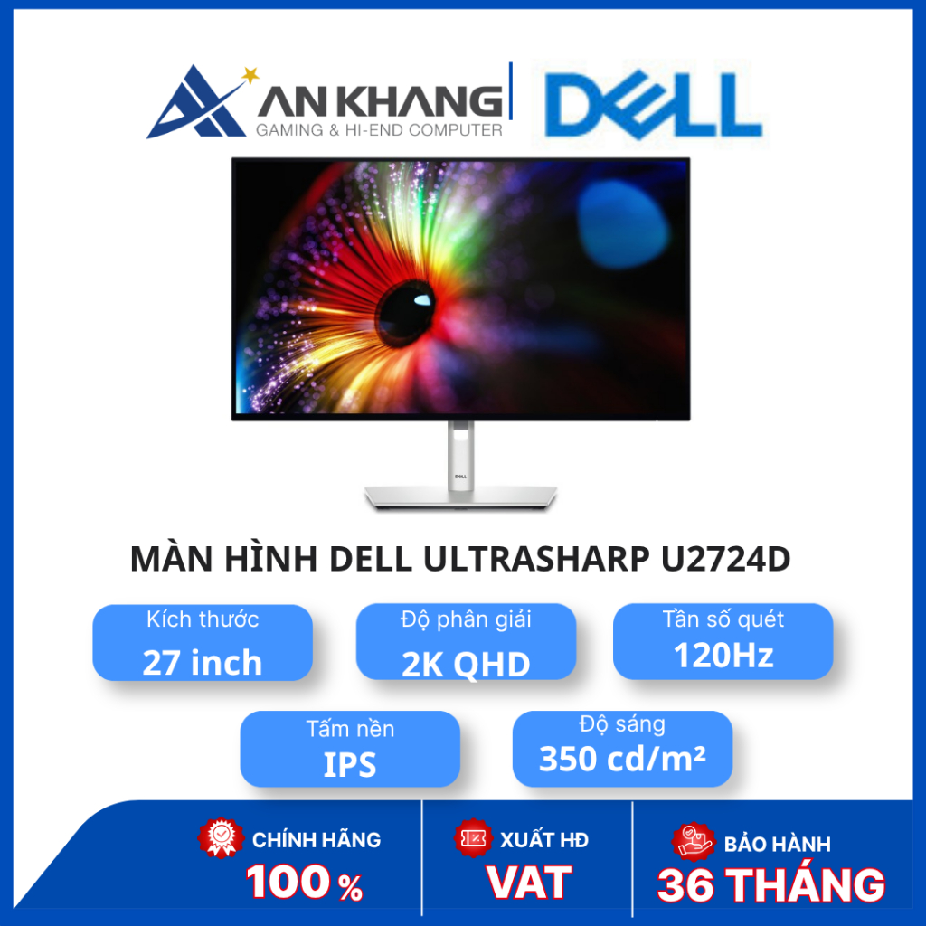 Màn hình Dell UltraSharp U2724D | 27 inch IPS | 2K QHD | 120Hz | USB-C | Chính hãng