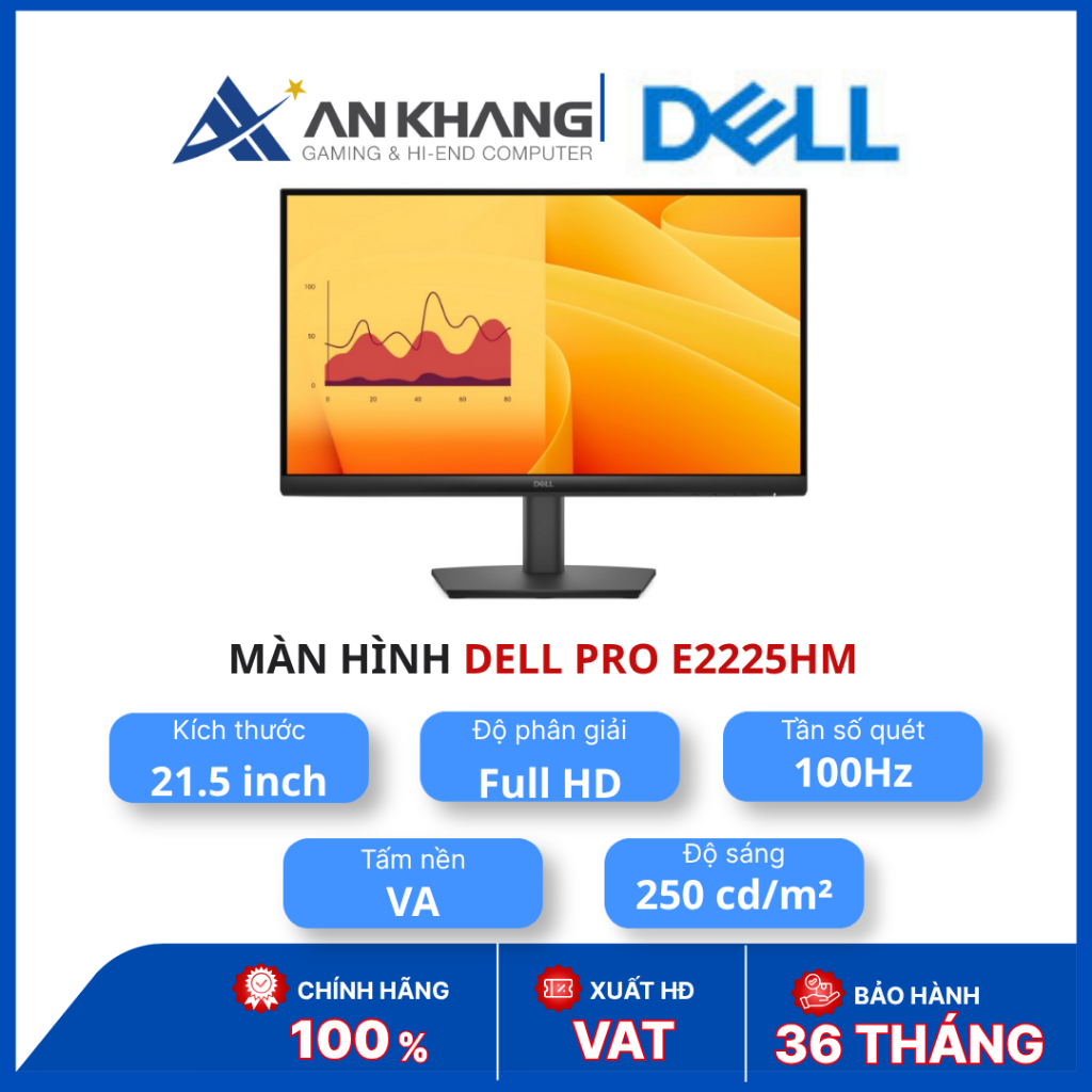 Màn hình Dell Pro E2225HM | 21.5 inch VA | FHD | 100Hz | 5ms | Chính hãng