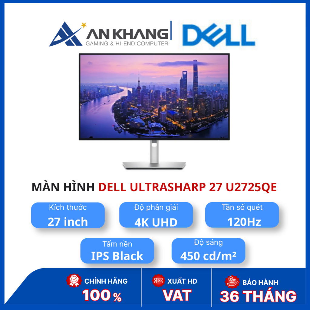 Màn hình Dell UltraSharp 27 U2725QE | 27 inch IPS Black | 4K UHD | 120Hz | Thunderbolt 4 | Chính hãn