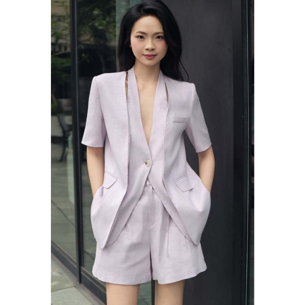 LAPEL SHORT SLEEVED BLAZER by DECEMBER CHRIS