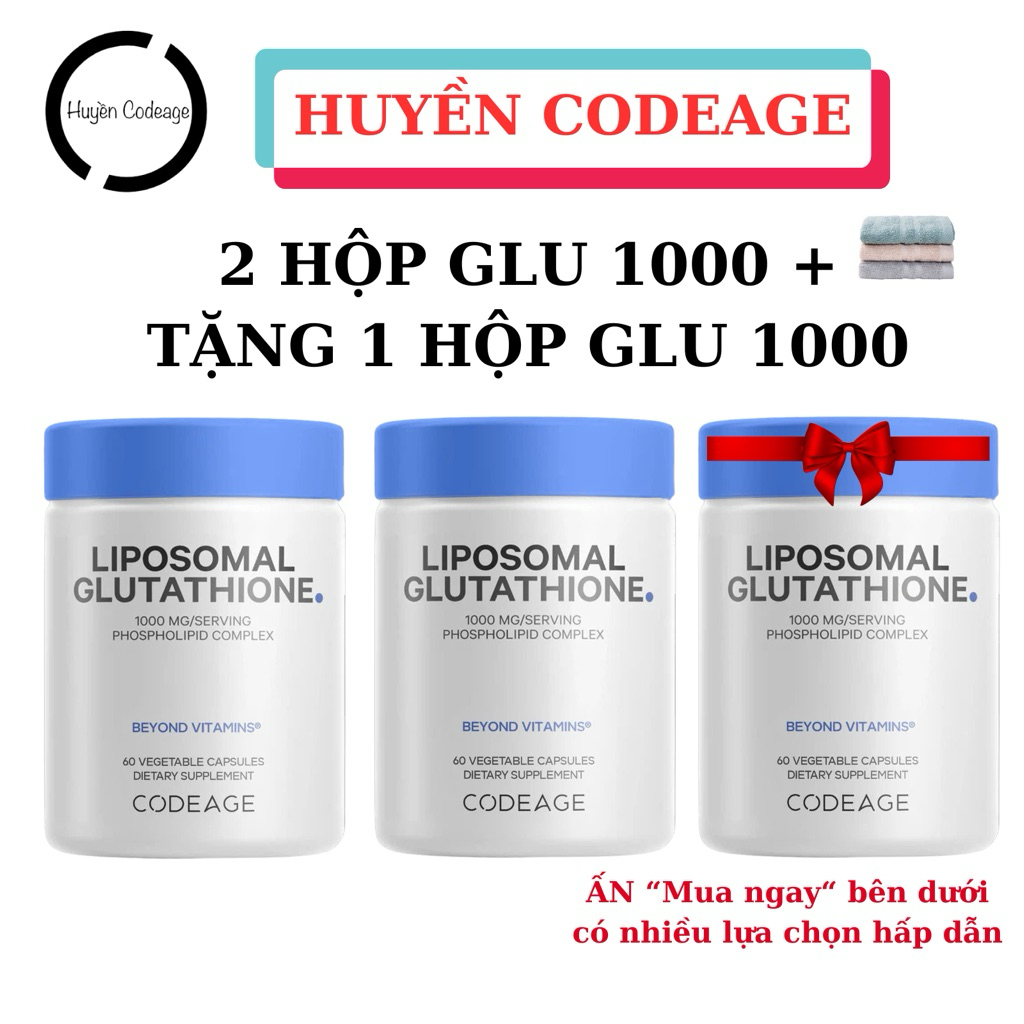 ( GLU1000-CODEAGE )Liposomal Glutathione 1000mg Codeage 60 viên - Huyền Codeage