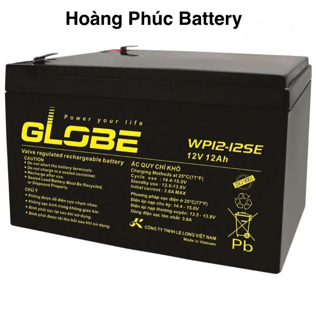 [ HỎA TỐC ] Ắc quy khô Globe 12V 12Ah, WP12-12SE | Dùng cho UPS, cứu hộ thang máy, camera,...