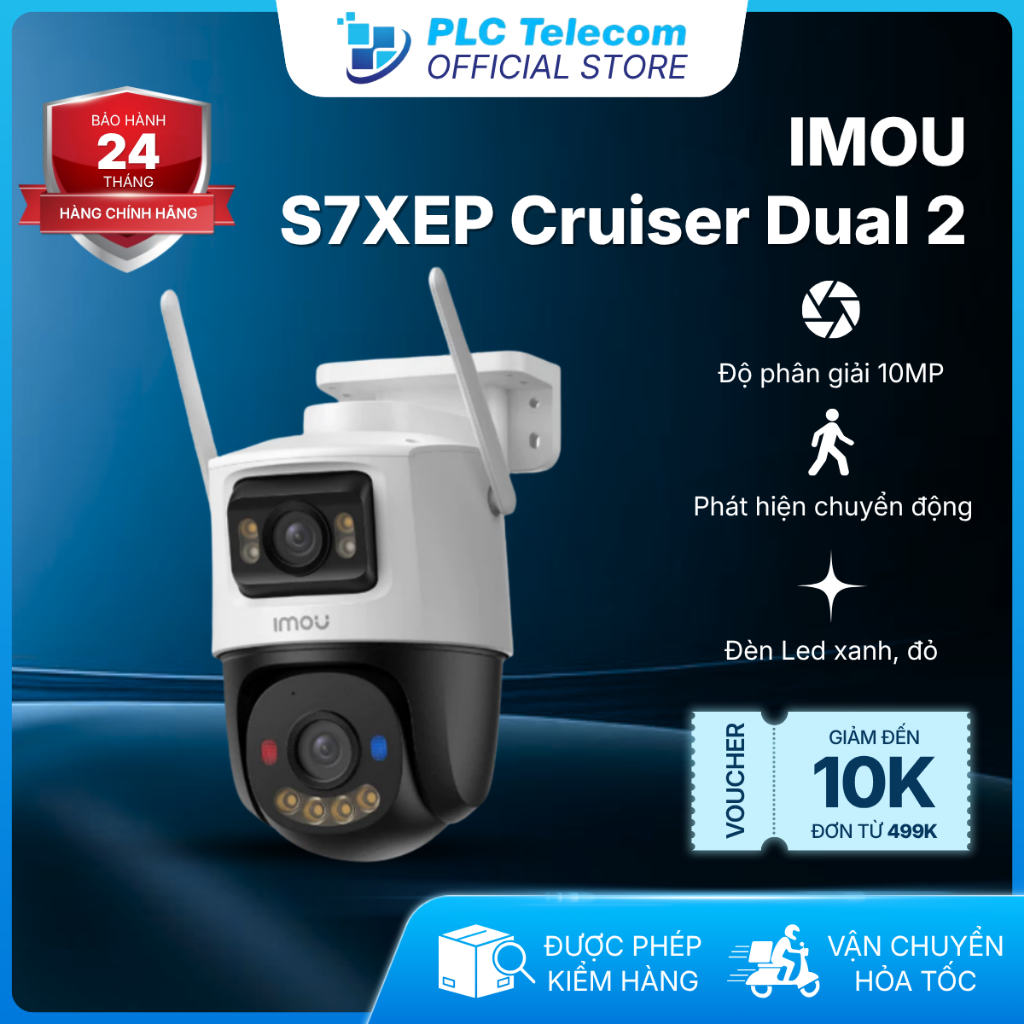 [2026] Camera Wifi Ngoài Trời Ống Kính Kép IMOU IPC-S7XEP-10M0WED - Chớp Xanh Đỏ | PLC TELECOM