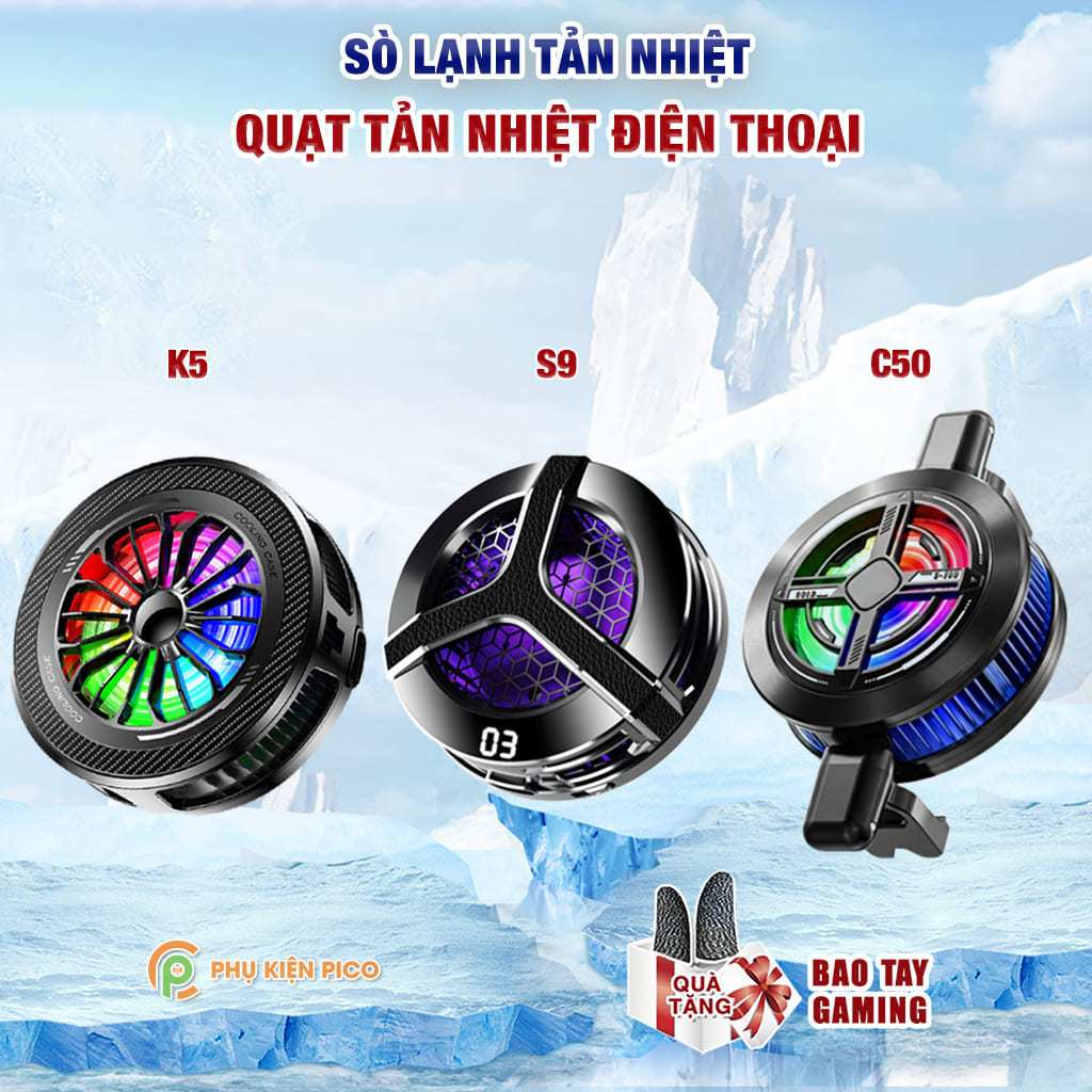 Quạt tản nhiệt điện thoại sò lạnh S2 / S9 / K5 / J42 giá rẻ giảm nhiệt nhanh hỗ trợ tăng FPS Gaming 