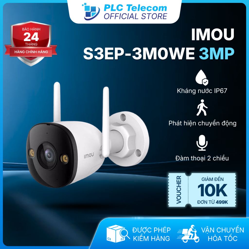Camera Imou Ngoài Trời S3EP-3M0WE 3MP, Đàm Thoại 2 Chiều, Màu Ban Đêm, Chính Hãng, Bảo Hành 2 Năm | 