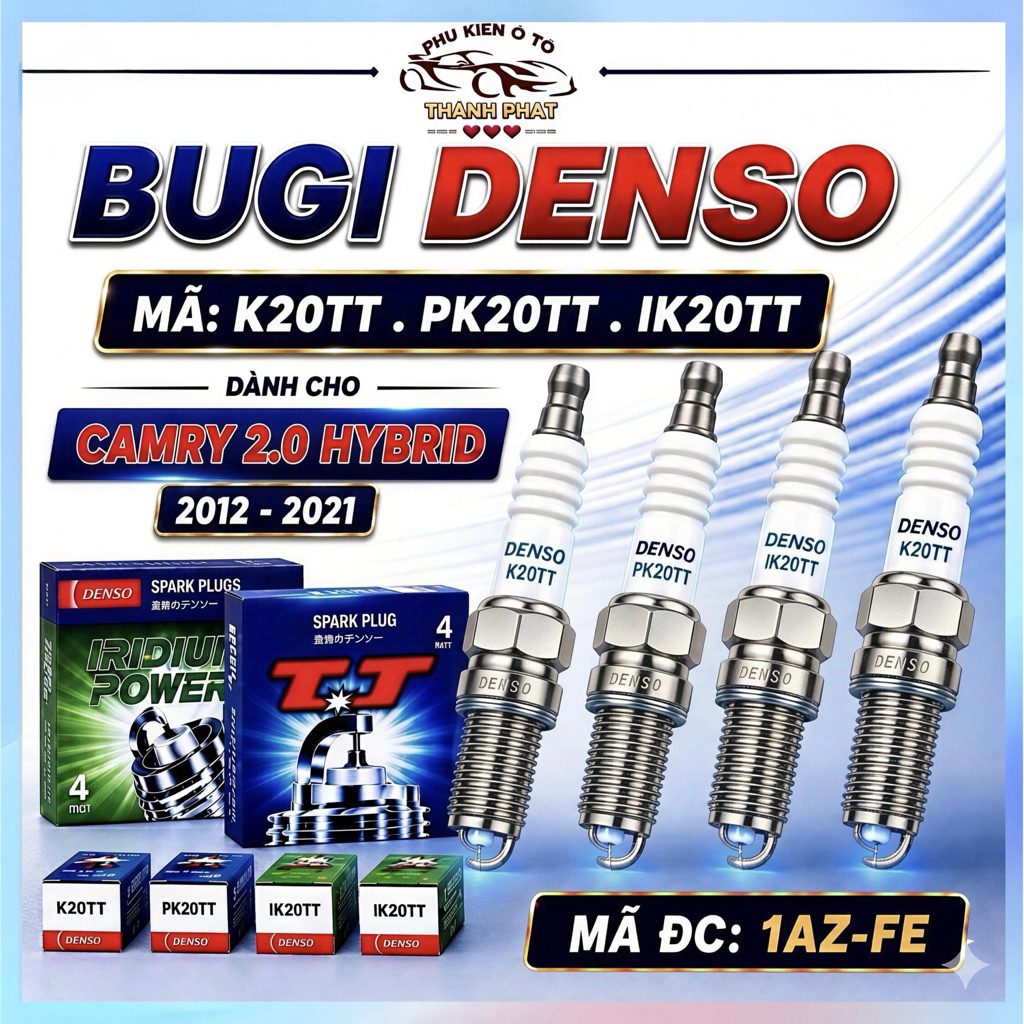 Bộ 4 Bugi Denso Chính Hãng Mã K20TT PK20TT IK20TT Cho Toyota Camry 2.0 Hybrid Đời 2012-2021
