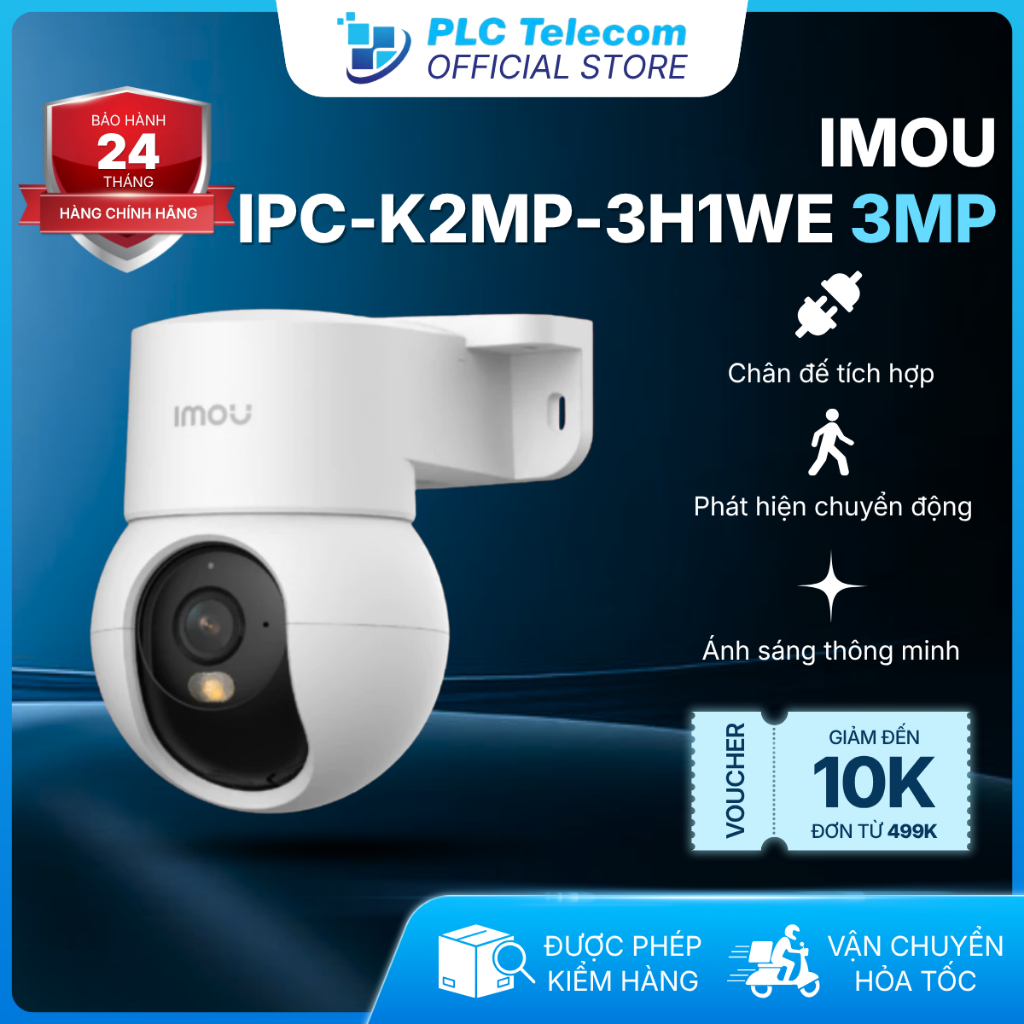 Camera IMOU trong nhà K2MP-3H1WE  Ranger Mini tích hợp chân đế gắn tường, quan sát ban đêm thông min
