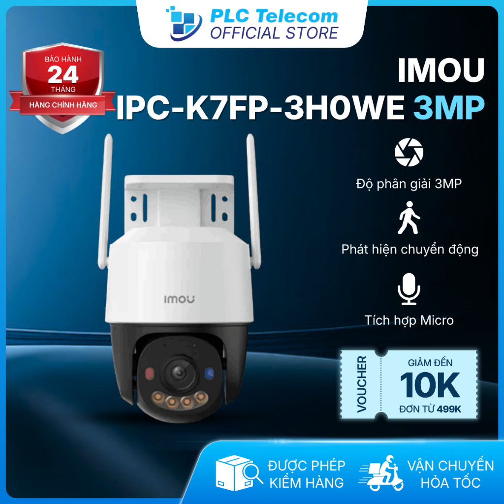 Camera Wifi ngoài trời Xoay 360 Imou IPC-K7FP-3H0WE (Cruiser SC 3MP), cảnh báo khi phát hiện đối tượ