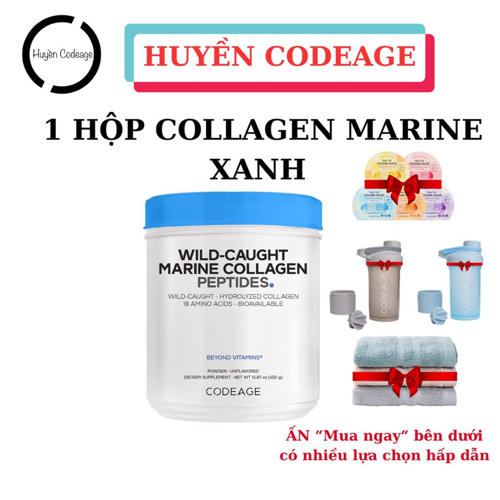 ( COLLAGEN XANH - CODEAGE ) Thủy Phân  Marine Collagen Peptides Codeage 450g thủy phân da cá (Huyền 