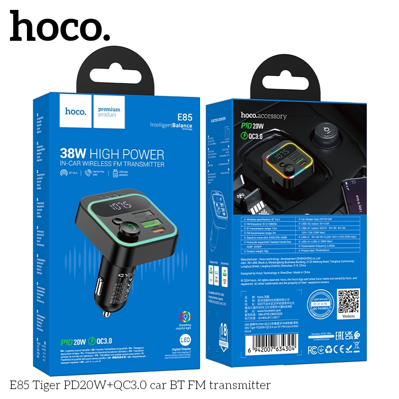 Tẩu sạc Bluetooth HOCO E85