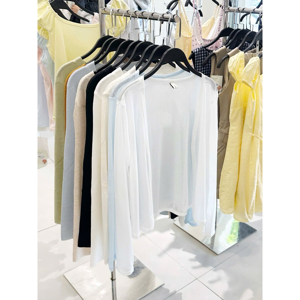 (ẢNH OLDSCHOOL) Áo cardigan nữ thun giấy mỏng dáng vát cong tay dài AK203 | BigBuy360 - bigbuy360.vn