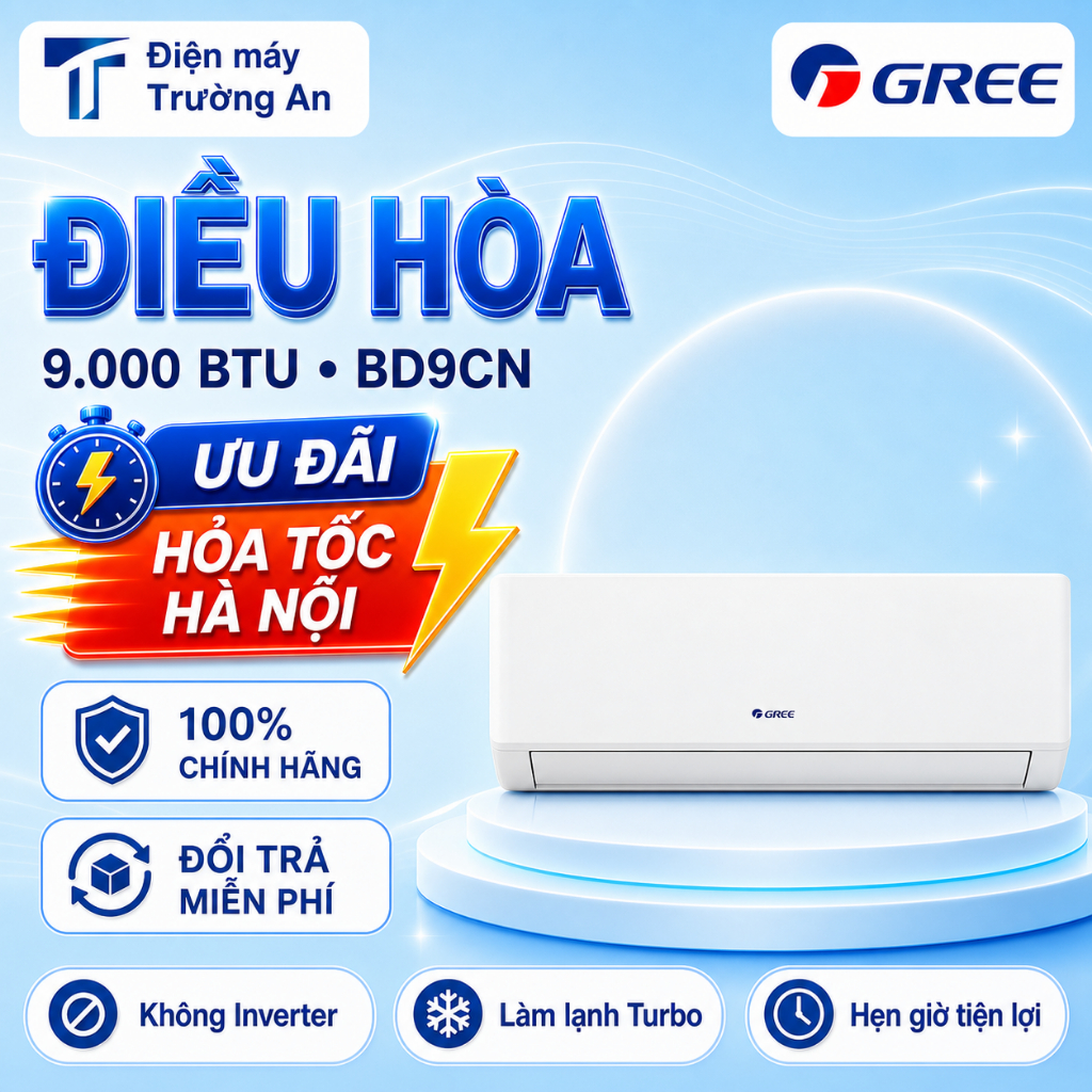Điều hòa chống ăn mòn Gree 1 chiều 9.000BTU BD9CN - CHÍNH HÃNG - GIÁ TỐT - BẢO HÀNH 3 NĂM TẠI NHÀ