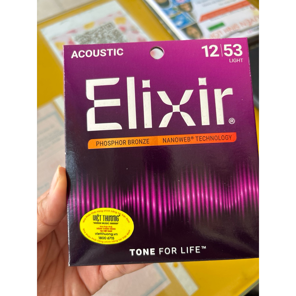 Dây đàn guitar Elixir Acoustic Nanoweb Phosphor Bronze 12-53 Light 16052