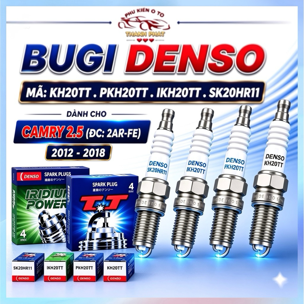 Bộ 4 Bugi Denso Chính Hãng Cho Toyota Camry 2.5 Đời 2012 - 2018 Mã IKH20TT SK20HR11 PKH20TT KH20TT