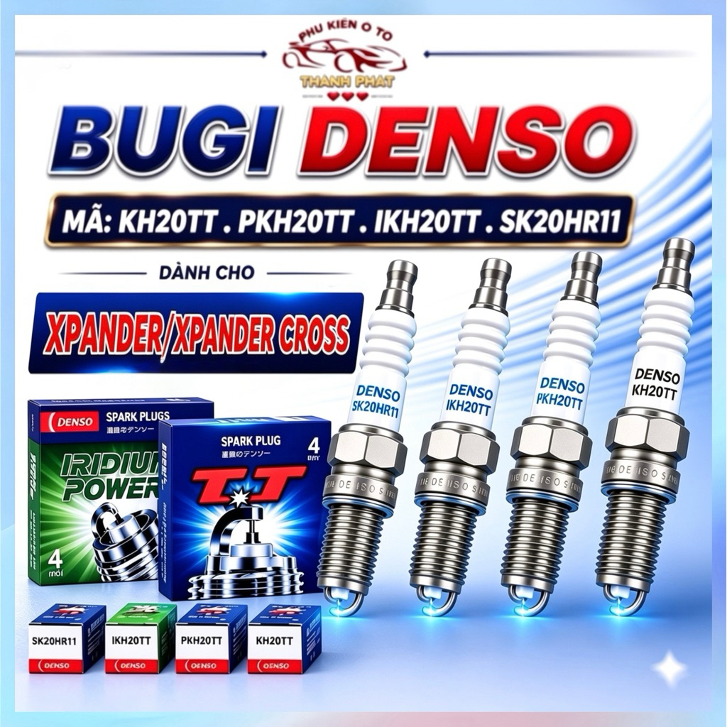 Bộ 4 Bugi Denso Iridium Chính Hãng Mã IKH20TT SK20HR11 PKH20TT KH20TT Cho Mitsubishi Xpander Cross