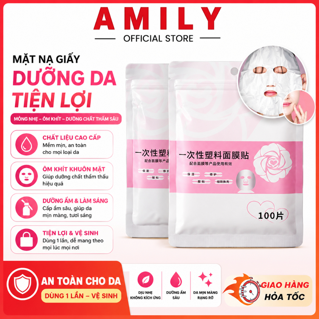 Mặt Nạ Ni Lông Ủ Tê Mặt Gói 100 Miếng Linong Đăp Mặt Chất Liệu Pe