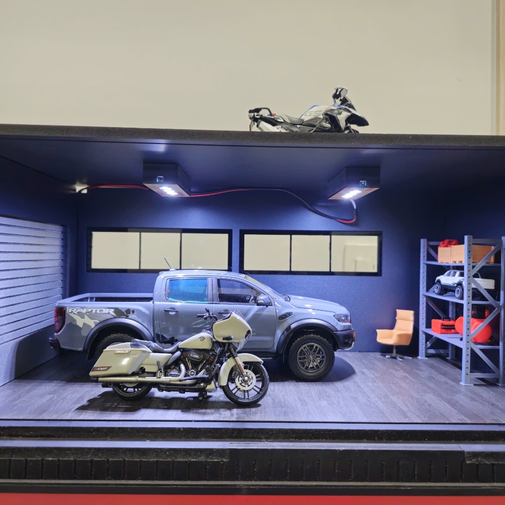 [1:18] Mô Hình Gara Xe Tỷ Lệ 1/18 - Mô Hình Gara Decor Trang Trí Bàn Làm Việc