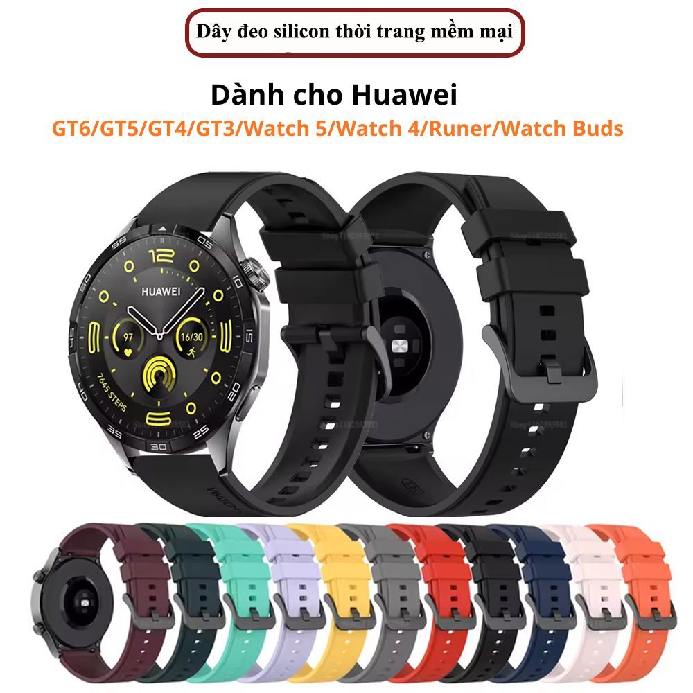 Dây đeo Silicon dành cho Huawei Watch GT6/GT5/GT5 Pro/GT4/GT3/GT3 PRO/GT2 PRO/GT2/GT2 PRO