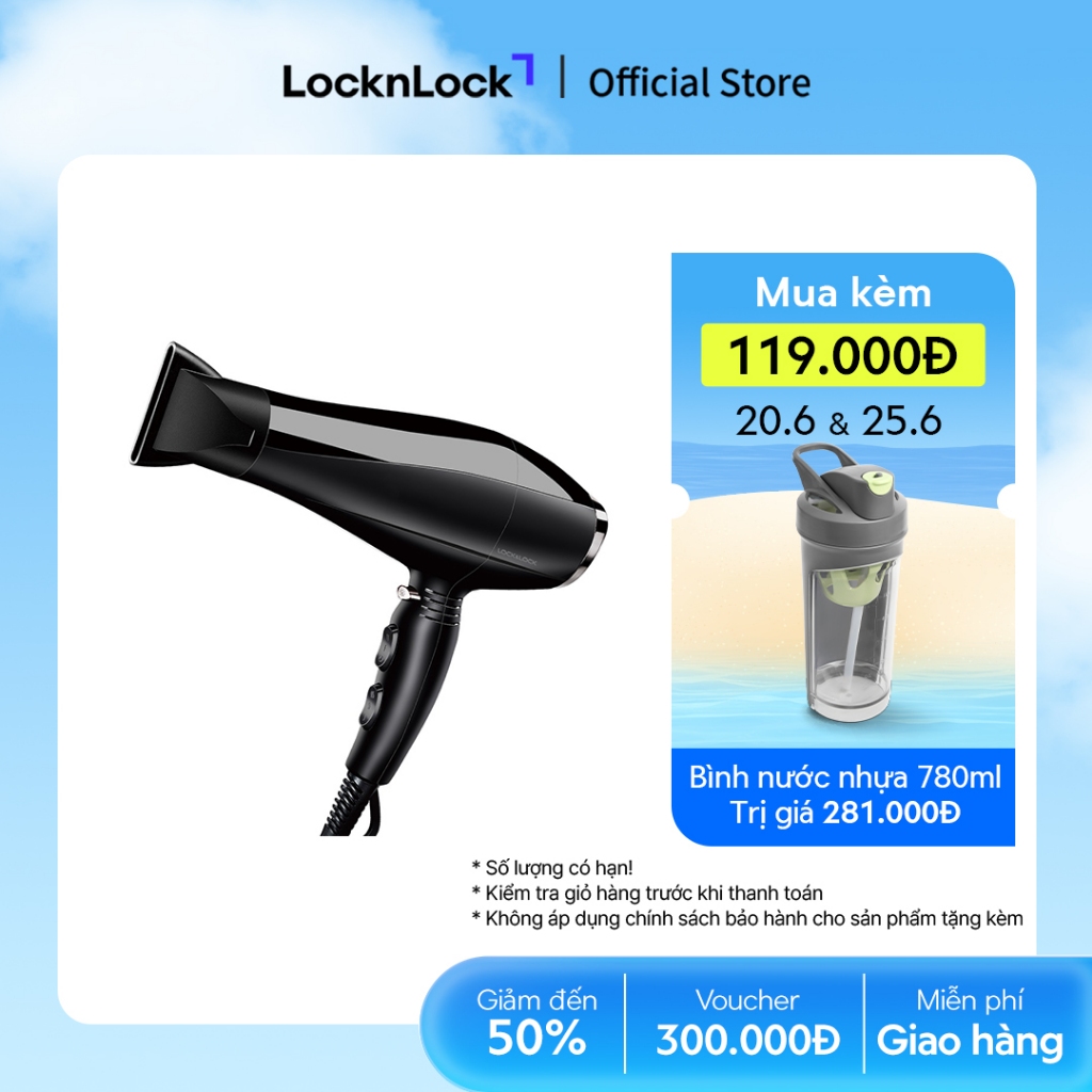 Máy sấy tóc Lock&Lock màu đen 220-240V ENA146BLK