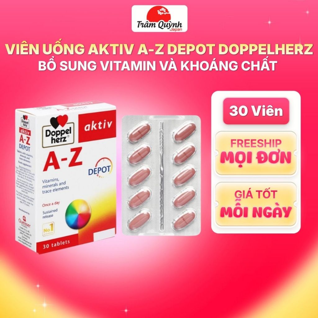Viên Uống Aktiv A-Z Depot Doppelherz Bổ Sung Vitamin Và Khoáng Chất Hộp 30 Viên