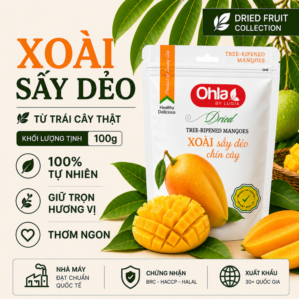 Trái Cây Sấy Dẻo Ohla - Túi 100G | Ăn Vặt, Hàng Xuất Khẩu