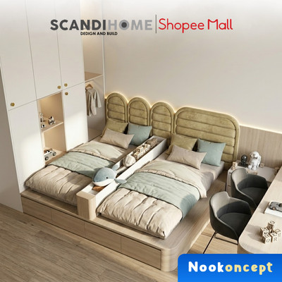 NOOKONCEPT, Combo giường đôi liền tủ và hệ bàn học,  NK_005, tùy chỉnh kích thước