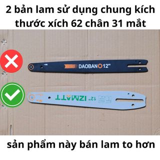 Lam xích thay thế cho máy cưa xích KPT CXC12 lam xích 12inch 1/4 62 chân 31 mắt dao bản to