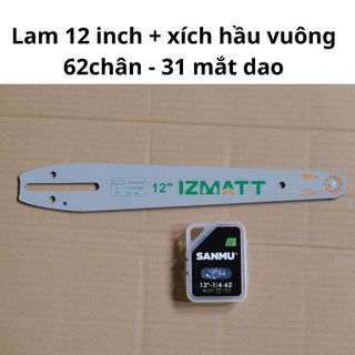 Lam xích thay thế cho máy cưa xích KPT CXC12 lam xích 12inch 1/4 62 chân 31 mắt dao bản to