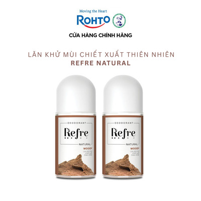 [VB] Combo 2 Lăn khử mùi Refre chiết xuất thiên nhiên Natural 40ml - Woody (hương gỗ)