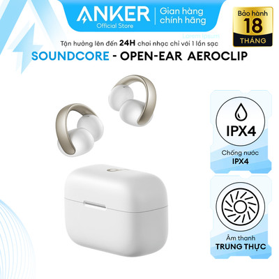 Tai nghe bluetooth kẹp tai Anker soundcore AeroClip, đeo thoải mái, thiết kế thời trang, gọi rõ với 4 mic tích hợp A3388