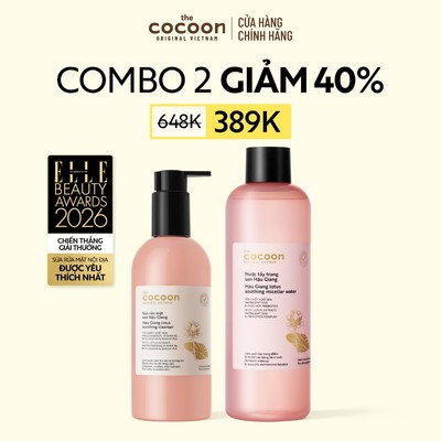 [MUA 2 GIẢM 40%] Combo 1 Nước tẩy trang Sen 500ml + 1 Sữa rửa mặt Sen Hậu Giang Cocoon 310ml