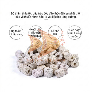 SỨ NHẪN TRẮNG SIÊU LỖ 500GR 1000GR - ĐÁ GỐM VẬT LIỆU LỌC LÀM TRONG NƯỚC NUÔI VI SINH CHO HỒ THỦY SINH