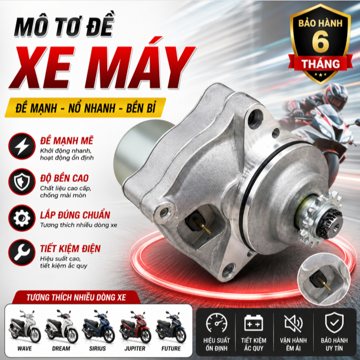 Động cơ khởi động chính hãng Wave 100, Wave 110, Dream 100, động cơ khởi động  động cơ khởi động Wav