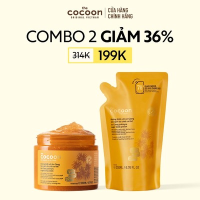 [MUA 2 GIẢM 37%] Combo 1 hũ Tẩy da chết cơ thể đường thốt nốt An Giang Cocoon 200ml + 1 Túi refill 200ml