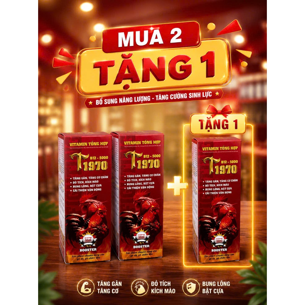 Vitamin tổng hợp T1970 B12-5000 cho gà đá | Bổ sung dinh dưỡng, hỗ trợ thể lực, dung tích 50ml