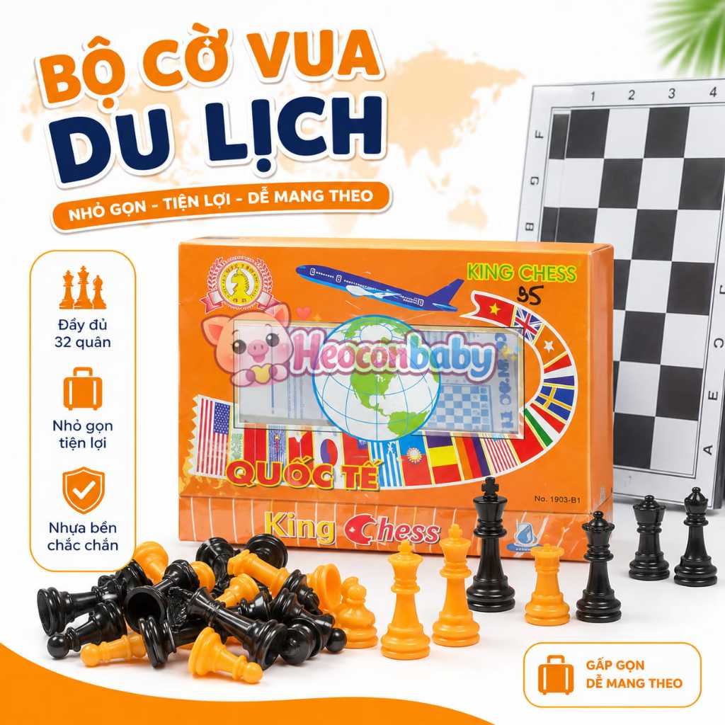 Bộ Cờ Vua Quốc Tế Mini King Chess 32 Quân Cờ Nhựa Gấp Gọn Tiện Lợi Cho Mọi Lứa Tuổi