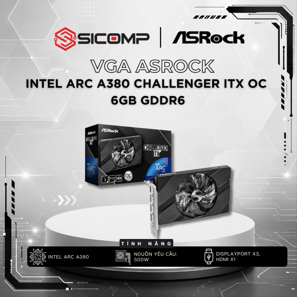 [FV] VGA ASRock Intel Arc A380 Challenger ITX OC 6GB GDDR6, BH 36TH